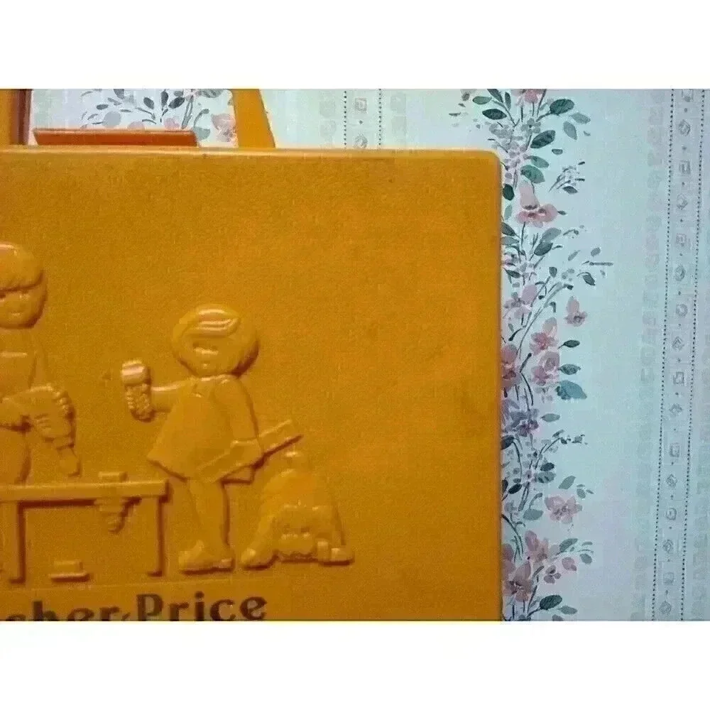 Vtg 1977 FISHER PRICE TOOL KIT CASE ONLY Orange Plastic Box 924 Empty No Tools